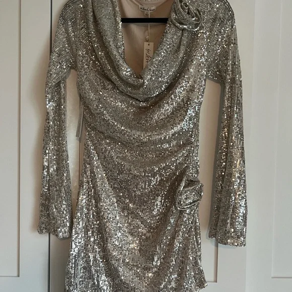 For Love and Lemons Tia Mini Dress in Silver - Picture 3 of 4